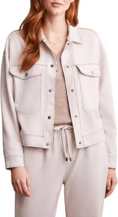 Tribal Loose Fit Faux Suede Jacket In Eggshell