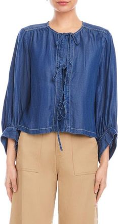 Fifteen Twenty Cassie Lantern Sleeve Top in Chambray at Nordstrom, Size X-Small