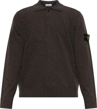 Stone Island V-hals trui met lange mouwen - Heren - V-hals truien - Bruin - XL - Wol - Truien & Vesten