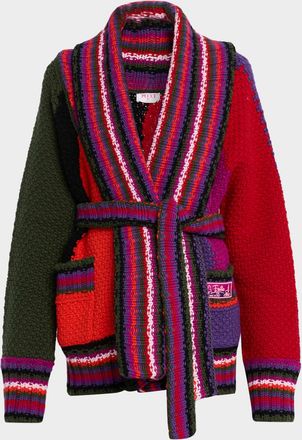 Pucci Colorblock Belted Wrap Cardigan