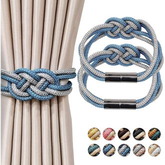 OEM Paquete De 2 Alzapa&ntilde;os Magn&eacute;ticos Resistentes Para Cortinas, De Estilo Minimalista Moderno, Pr&aacute;cticos Y C&oacute;modos, Con Cierres Decorativos De Cuerda Tre