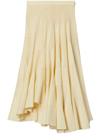 Tory Burch pleated skirt - women - Cotton/Cotton/Silk/Silk - 10 - Yellow