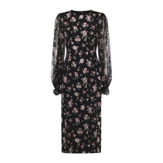 Dolce & Gabbana Vintage Roses-print Charmeuse Midi Dress - female - Dolce & Gabbana - Midi Dresses - Multicolor - L - Dresses