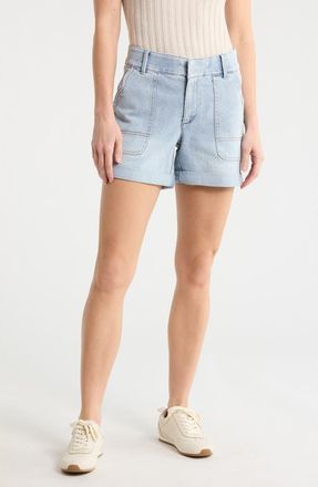 Democracy Scalloped Pocket Cuffed Denim Shorts in Light Blue Artisanal at Nordstrom Rack, Size 12