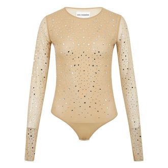 Des_Phemmes Body, female, Beige, Size: XS Crystal Inlay Long Sleeve Black Top
