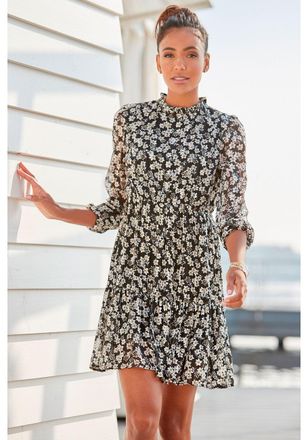Lascana Womens Long Sleeve Floral Pattern Dress