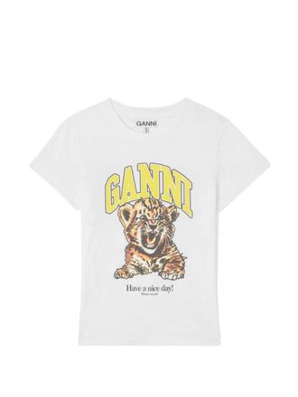 Ganni White Graphic Crew Neck T-Shirt