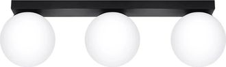 Wonderlamp L&aacute;mpara de techo rectangular negro con 3 esferas blancas