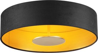 QAZQA Moderno Plafón moderno de terciopelo negro con led regulable en 3 pasos - Bredow Terciopelo /Acero Redonda Incluye led Max. 1 x 10.5 Watt - Qazqa