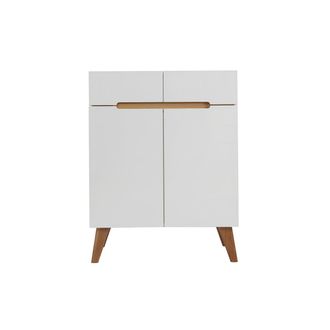 Miliboo Aparador Escandinavo Blanco Y Fresno 80cm Melka