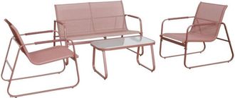 Sweeek 4-seater steel garden sofa set, Noto, terracotta, 78x122x39 cm