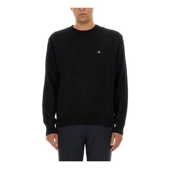 Vivienne Westwood Round-neck Knitwear, male, Black, Size: S Alex Round Neck Sweater