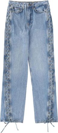 Rotate Laced Straight Leg Jeans - Dames - Regular Fit Jeans - Blauw - W27 - Katoen - Jeans