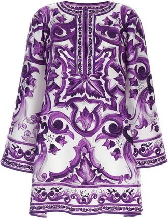 Dolce & Gabbana Purple Maiolica print mini dress