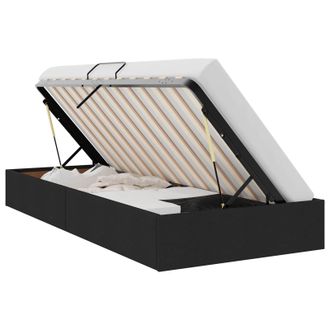 vidaXL Letto Ottomano Con Archiviazione Nero 90 X 200 Cm Tessuto Vidaxl