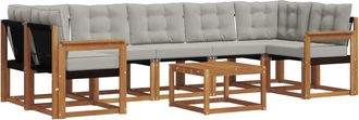 vidaXL Conjunto De Sof&aacute;s De Exterior 8 Uds. Gris Natural Y Claro Vidaxl