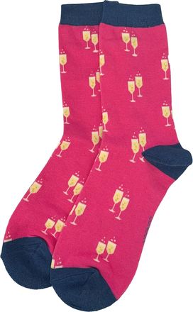 Generic Purple Possum Ladies Socks Prosecco Cheers 2 Pair Pack Champagne Wine Pink Green Novelty Bamboo Cotton (Pink)