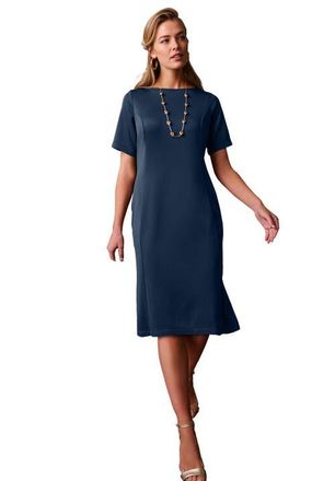 Jessica London Perfect Ease Short-Sleeve Shift Dress in Navy at Nordstrom, Size 36