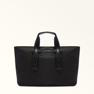 Furla Man Giove Borsa Shopping Nero Nero Tessuto Impermeabile In Nylon Cordura Uomo