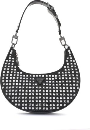 Guess Bamboo Mini Tas met Juweel Applicatie - Dames - Schoudertassen - Zwart - ONE Size - Polyester - Tassen