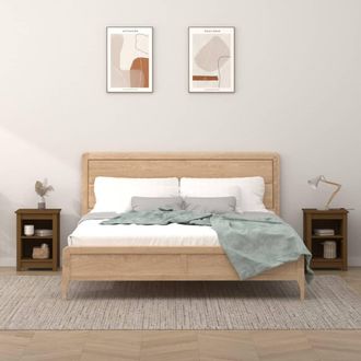 vidaXL Vidaxl - Mesitas De Noche 2 Uds Madera De Pino Marr&oacute;n Miel 40x35x55 Cm