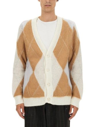 Family Fir$t Milano V-Neck Cardigan With Argyle Pattern