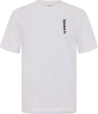 Timberland Heren-T-shirt met logo, ronde hals en relaxte pasvorm (Wit)