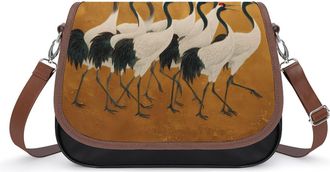 Generic Japanese Crane Bird Crossbody Bags for Women Shoulder Messenger Bag Purse Handbags