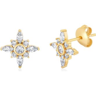 Crislu Brilliant & Marquise Cubic Zirconia Star Stud Earrings in 18Kt Yellow Gold /Clear Stone at Nordstrom