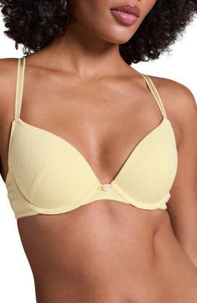 Hunkem&ouml;ller Pointelle Padded Underwired Bra in Pastel Yellow at Nordstrom, Size 36Dd