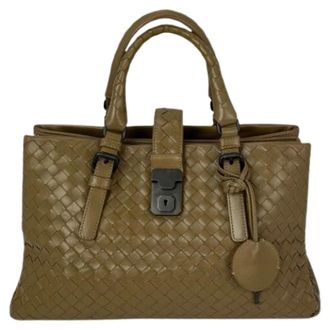 Bottega Veneta Pre-owned Roma Intrecciato Nappa Taupe Schoudertas - Dames - Pre-owned - Bruin - Maat: ONE Size Leer