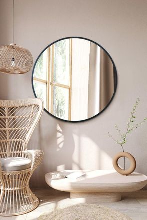 MirrorOutlet Black Edged Circular Modern Wall Mirror 35 (90CM) Diameter | Size: 1 Pack