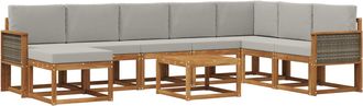vidaXL Conjunto De Sof&aacute;s De Exterior 9 Uds. Natural Y Gris Claro Vidaxl