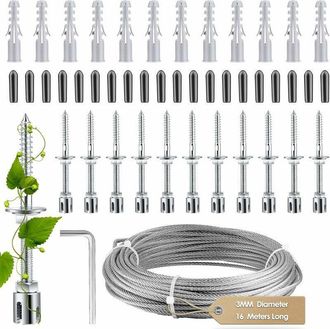 OEM Soporte Para Plantas Trepadoras De Acero Inoxidable 304 - Kit Completo Con 16 M De Cuerda Trenzada 7x7 - Resistente A La Corrosi&oacute;n