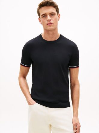 Tommy Hilfiger Mens New York Label Knit Tipped T-Shirt - Black - XL
