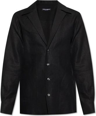 Dolce & Gabbana Linnen overhemd - Heren - Casual Overhemden - Zwart - 2XL - Linnen - Overhemden