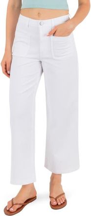 Hurley Horizon Patch Pocket Ankle Wide Leg Twill Pants in White at Nordstrom, Size 24