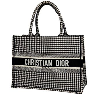 Dior Black White Canvas Handbag Tote Bag (Pre-Owned)