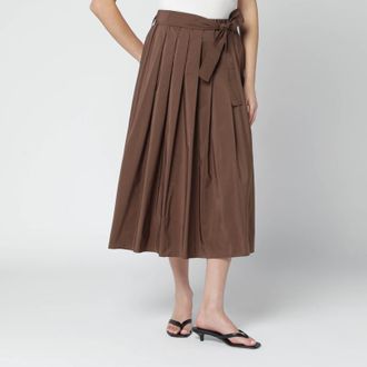 Max Mara Chocolate taffeta midi skirt