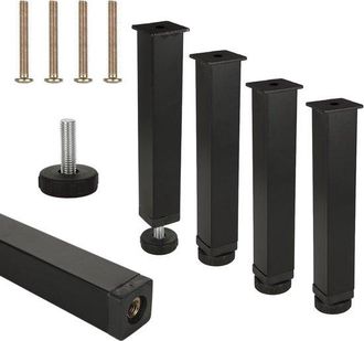 No Brand Juego De 4 Patas Para Cama Con Pies Met&aacute;licos Ajustables De 20 Cm, Apto Para Camas, Sof&aacute;s Y Armarios - Negro