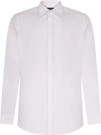 Dolce & Gabbana Katoenen Stretch Shirt met Verborgen Sluiting - Heren - Zakelijke Overhemden - Wit - 3XL - Katoen - Overhemden