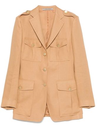 Tagliatore Giamila jacket - women - Cupro/Linen/Flax - 40 - Brown