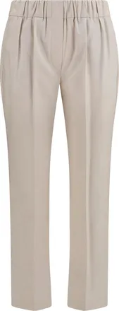 Brunello Cucinelli Womens Cotton Pants Oat Grain Trousers