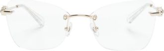 Swarovski rimless cat-eye glasses - women - Metal - 55 - Gold