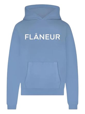 Flaneur logo-print hoodie - men - Cotton - L - Blue