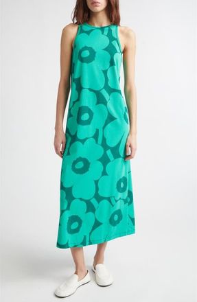 Marimekko Erilainen Unikko Cotton Jersey Tank Dress in Green Dark Green at Nordstrom, Size X-Large
