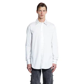 Alexander McQueen Crystal Embroidery Cotton Poplin Shirt