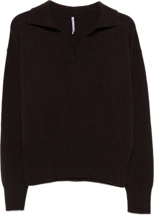 Liviana Conti polo-collar long-sleeve sweater - Bruin