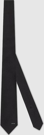 Gucci Horsebit Silk Jacquard Tie, Black, Silk