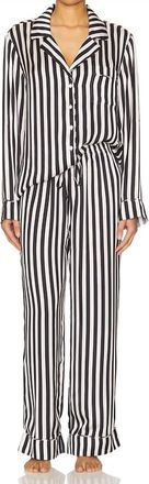 Show me your Mumu Classic Midnight Stripe Silky Pajama Set In Black